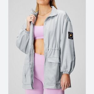 Fabletics Women's Light Gray Windbreaker Jacket parka